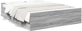 vidaXL szürke sonoma színű szerelt fa ágykeret fiókokkal 150x200 cm