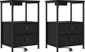 vidaXL Éjjeliszekrény 2 pcs Fekete tölgy 40 x 31 x 60 cm Faanyag