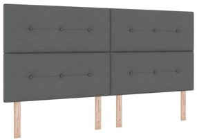 Fedett rugós ágy matraccal, sötétszürke, 200x200 cm szövet