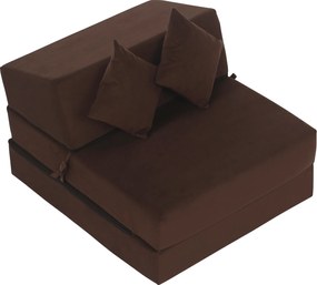 Összecsukható matrac/fotel, 2v1, barna, PELOS