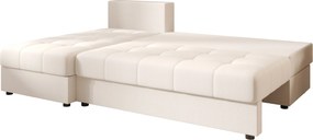 Ágyazható, kétoldalas L alakú kanapé VENORIA SLIM 200x143 cm, krém színű + 2 db díszpárna INGYEN