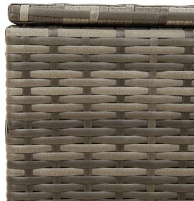 szürke polyrattan kerti tárolóláda kerekekkel 190 L