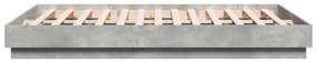 betonszürke ágykeret LED-világítással 150x200 cm