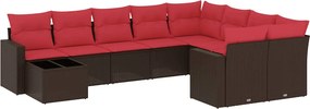 vidaXL 10 részes barna polyrattan kerti ülőgarnitúra párnákkal