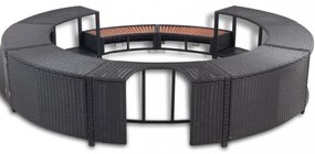 fekete polyrattan jakuzzi-keret