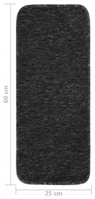 15 db antracit négyszögű csúszásmentes lépcsőszőnyeg 60 x 25 cm