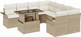 vidaXL Kerti Kanapé Szett párnával 9 pcs Bézs Poli rattan