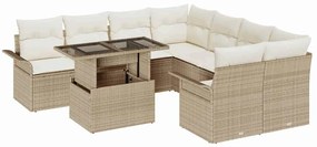 vidaXL Kerti Kanapé Szett párnával 9 pcs Bézs Poli rattan