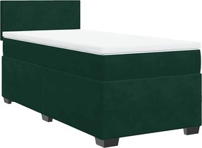 vidaXL sötétzöld bársony rugós ágy matraccal 90 x 200 cm