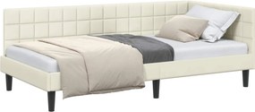 vidaXL Sarokágy keret fejtámlával Krém 90 cm x 190 cm Bársony