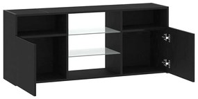 fekete tölgy szerelt fa TV-szekrény LED-ekkel 120x30x50 cm