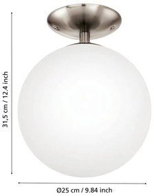 Fehér-szürke mennyezeti lámpa üveg búrával RONDO – EGLO