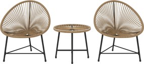 Outsunny Poly Rattan Kerti Bútor Szett, Kültéri Lounge Erkély Bútor 2 Személy Részére, 3 Darabos Ülőgarnitúra 2 Székkel és Asztallal, Időjárásálló Ker