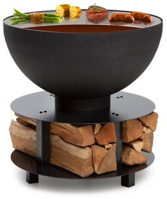 Blumfeldt Savage 2.0, kerek tűzrakóhely grillel, Ø 60 cm, stabil talpazat, hely fa részére