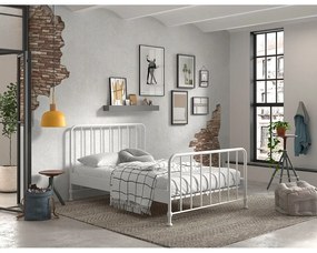 Fehér fém franciaágy ágyráccsal 140x200 cm BRONXX – Vipack