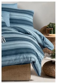 Kék kétszemélyes hosszabbított ágyneműhuzat lepedővel, négyrészes 200x220 cm Stripes – Mila Home
