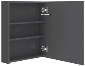 fényes szürke LED-es tükrös fürdőszobaszekrény 50 x 14 x 60 cm