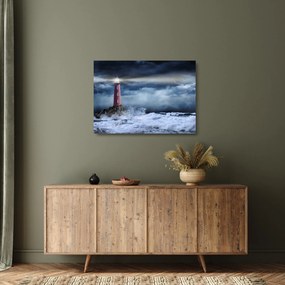 Kép - Világítótorony egy sziklán (üvegen) (70x50 cm)