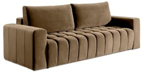 Világosbarna bársony kinyitható-tárolóhelyes kanapé 247 cm Lazaro – ELTAP