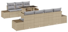 8 darabos kertibútor szett párnákkal bézs műrattan