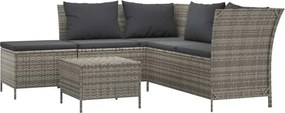 vidaXL 4 részes szürke polyrattan kerti ülőgarnitúra párnákkal