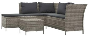 vidaXL 4 részes szürke polyrattan kerti ülőgarnitúra párnákkal