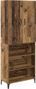 vidaXL Magasfiú Falra szerelhető Öreg fa 69,5 x 34 x 180 cm Faanyag