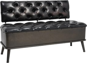 vidaXL fekete műbőr tárolópad háttámlával 110 cm