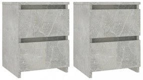 2 db betonszürke szerelt fa éjjeliszekrény 30 x 30 x 40 cm