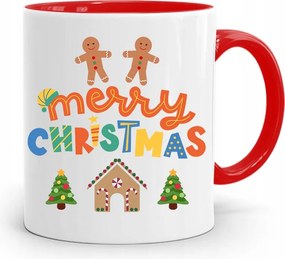 Piros Karácsonyi Bögre Mikulás Karácsonyfa Alá, fényképes nyomattal