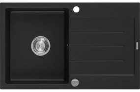 Mexen Bruno 1-medencés gránit mosogató edényszárítóval 795 x 495 mm, Fekete - 6513791010-77