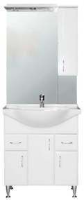 Bianca Plus 75 komplett fürdőszobabútor, magasfényű fehér színben, jobbos nyitási irány