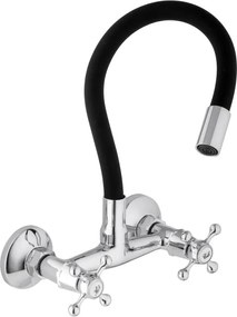 Erga Botar, mosogató csaptelep rugalmas kifolyóval, fekete-króm, ERG-YKA-BZ.BOTAR-BLK