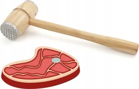 Hagyományos Fából Készült Húsklopfoló Kalapács Vasalattal, Kétoldalas Lakk