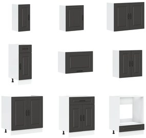 Konyhaszekrény Kalmar 2 pcs Fekete 80 x 46 x 81.5 cm Faanyag
