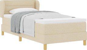vidaXL Boxrugós ágy matracmal fejtámlával Krém 90 x 190 cm szövet