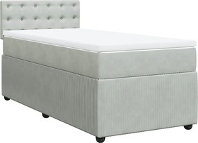 vidaXL világosszürke bársony rugós ágy matraccal 100 x 200 cm