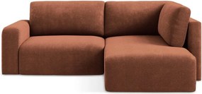 Terrakotta színű zsenília kinyitható-tárolóhelyes sarokkanapé (jobb oldali-L alakú) Kona – Makamii