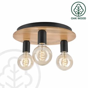 Mennyezeti lámpa DUSTY 3xE27/15W/230V átm. 34 cm tölgy/fekete