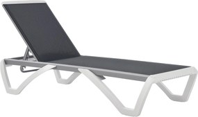 Outsunny Kerti Pihenőágy Alu Napozóágy Szövet Pihenőágy 5-fokozatban állítható Ergonomikus Texteline Szürke+Fehér 170 x 67,5 x 95 cm | Aosom