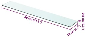 2 db átlátszó üveg paneles polc 80 x 12 cm