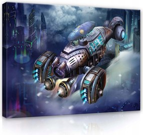 Vászonkép 100x75 Űrhajó futurisztikus város repülés technológia