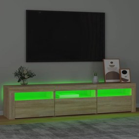 sonoma tölgy színű TV-szekrény LED-lámpákkal 180x35x40 cm