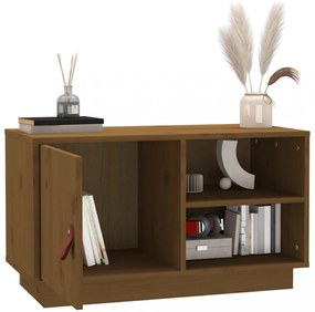 mézbarna tömör fenyőfa TV-szekrény 70 x 34 x 40 cm