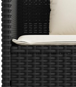 fekete polyrattan kerti pad párnával