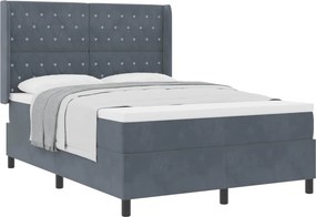 vidaXL Boxrugós ágy matracmal Sötétszürke 140 x 190 cm Bársony