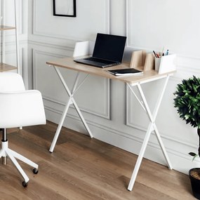 Számítógépasztal, világos tölgy/fehér, PSALMO