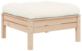 vidaXL kétszemélyes tömör fenyőfa kerti kanapé krémszínű párnákkal