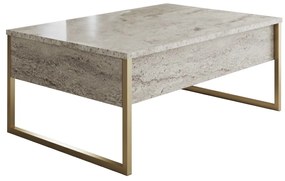 Dohányzóasztal Luxe - Travertine, Gold