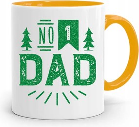 Sárga Bögre Apák Napi Ajándék Dad 1-ES Szám, fényképes nyomattal
